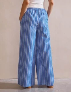 Cotton Rich Striped Drawstring Trousers -Marksandspencer Sale Store Cotton Rich Striped Drawstring Trousers 2