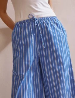 Cotton Rich Striped Drawstring Trousers -Marksandspencer Sale Store Cotton Rich Striped Drawstring Trousers 4