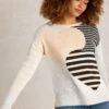 WHITE STUFF Cotton Rich Striped Heart Crew Neck Jumper -Marksandspencer Sale Store Cotton Rich Striped Heart Crew Neck Jumper
