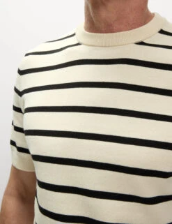 Cotton Rich Striped Knitted T-Shirt -Marksandspencer Sale Store Cotton Rich Striped Knitted T Shirt 3