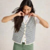 WHITE STUFF Cotton Rich Striped Tank Top With Linen