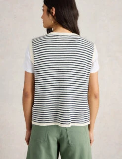 WHITE STUFF Cotton Rich Striped Tank Top With Linen -Marksandspencer Sale Store Cotton Rich Striped Tank Top with Linen 3