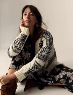 Cotton Rich Striped Textured V-Neck Cardigan -Marksandspencer Sale Store Cotton Rich Striped Textured V Neck Cardigan 3