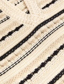 Cotton Rich Striped Textured V-Neck Jumper -Marksandspencer Sale Store Cotton Rich Striped Textured V Neck Jumper 4