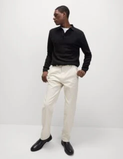 Cotton Rich Textured Knitted Polo Shirt -Marksandspencer Sale Store Cotton Rich Textured Knitted Polo Shirt 2