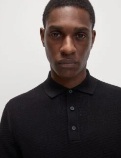Cotton Rich Textured Knitted Polo Shirt