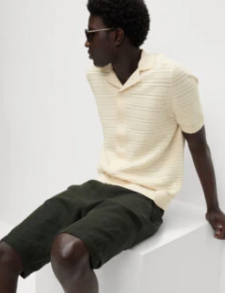 Cotton Rich Textured Knitted Shirt -Marksandspencer Sale Store Cotton Rich Textured Knitted Shirt 5