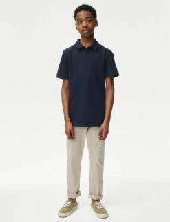 Cotton Rich Textured Polo Shirt (6-16 Yrs) -Marksandspencer Sale Store Cotton Rich Textured Polo Shirt 6 16 Yrs 1 2
