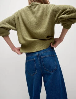 Cotton Rich Textured V-Neck Relaxed Cardigan -Marksandspencer Sale Store Cotton Rich Textured V Neck Relaxed Cardigan 4