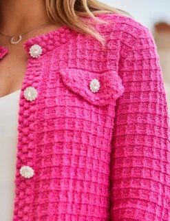 Cotton Rich Waffle Knit Sparkly Cardigan -Marksandspencer Sale Store Cotton Rich Waffle Knit Sparkly Cardigan 4