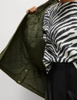 Cotton Rich Waxed Quilted Parka Coat -Marksandspencer Sale Store Cotton Rich Waxed Quilted Parka Coat 4