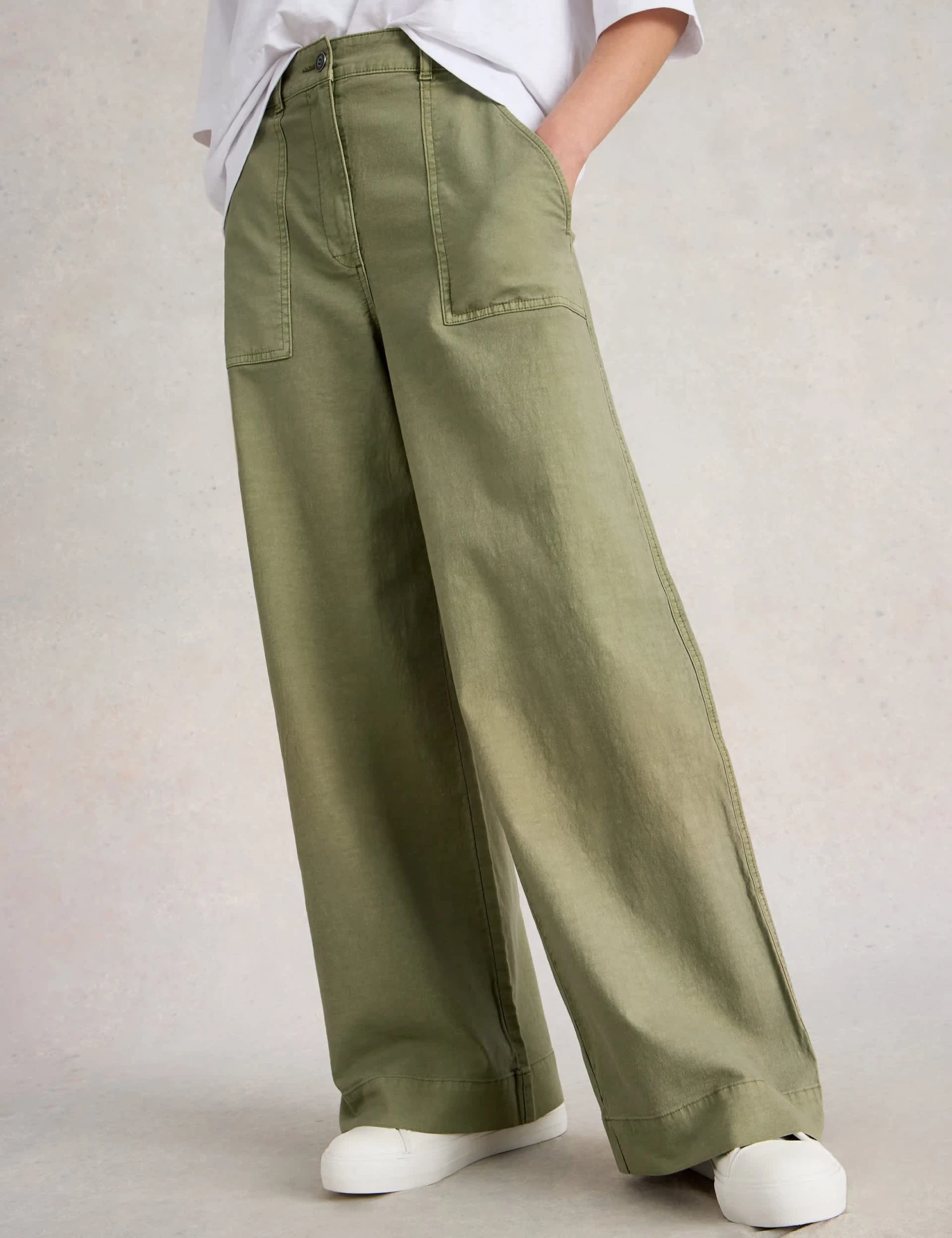 WHITE STUFF Cotton Rich Wide Leg Chinos 5 WHITE STUFF Cotton Rich Wide Leg Chinos - Image 5