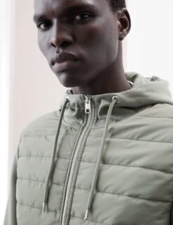 Cotton Rich Zip Up Hooded Jacket With Stormwear™ -Marksandspencer Sale Store Cotton Rich Zip Up Hooded Jacket with Stormwear 1 2