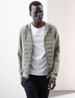 Cotton Rich Zip Up Hooded Jacket With Stormwear™ -Marksandspencer Sale Store Cotton Rich Zip Up Hooded Jacket with Stormwear 1 3