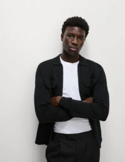 Cotton Rich Zip Up Knitted Jacket -Marksandspencer Sale Store Cotton Rich Zip Up Knitted Jacket 2