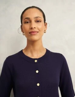 Crew Neck Cardigan With Wool -Marksandspencer Sale Store Crew Neck Cardigan with Wool 2