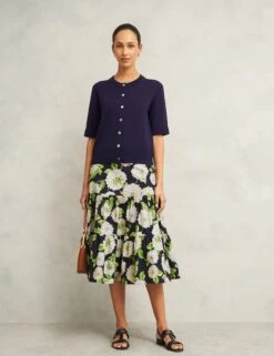 Crew Neck Cardigan With Wool