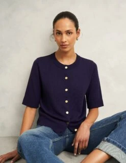 Crew Neck Cardigan With Wool -Marksandspencer Sale Store Crew Neck Cardigan with Wool 5