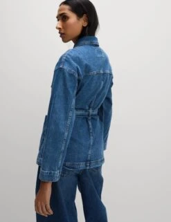 Denim Belted Relaxed Jacket -Marksandspencer Sale Store Denim Belted Relaxed Jacket 4