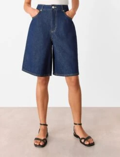 Whistles Denim High Waisted Knee Length Shorts