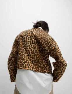 Denim Leopard Print Collarless Jacket -Marksandspencer Sale Store Denim Leopard Print Collarless Jacket 3