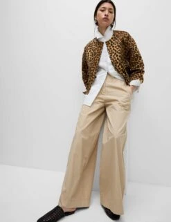 Denim Leopard Print Collarless Jacket -Marksandspencer Sale Store Denim Leopard Print Collarless Jacket 4