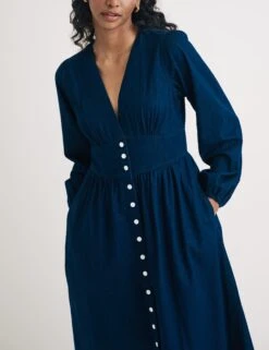 Denim V-Neck Midaxi Tea Dress -Marksandspencer Sale Store Denim V Neck Midaxi Tea Dress 3