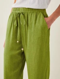 MONSOON Drawstring Straight Leg Trousers With Linen -Marksandspencer Sale Store Drawstring Straight Leg Trousers with Linen 2