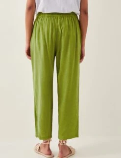 MONSOON Drawstring Straight Leg Trousers With Linen -Marksandspencer Sale Store Drawstring Straight Leg Trousers with Linen 3