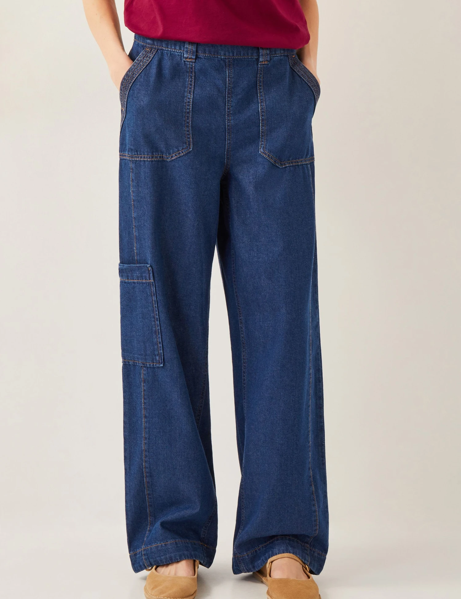 MONSOON Elasticated High Waisted Straight Leg Jeans 1 MONSOON Elasticated High Waisted Straight Leg Jeans