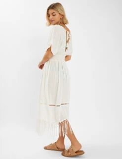 Accessorize Embroidered V-Neck Fringe Midi Kaftan -Marksandspencer Sale Store Embroidered V Neck Fringe Midi Kaftan 2