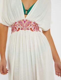 Accessorize Embroidered V-Neck Fringe Midi Kaftan -Marksandspencer Sale Store Embroidered V Neck Fringe Midi Kaftan 3