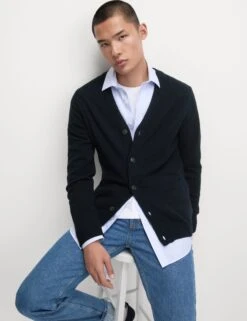 Extra Fine Lambswool Rich V-Neck Cardigan