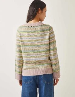 MONSOON Fair Isle Collared Cardigan With Wool -Marksandspencer Sale Store Fair Isle Collared Cardigan with Wool 3