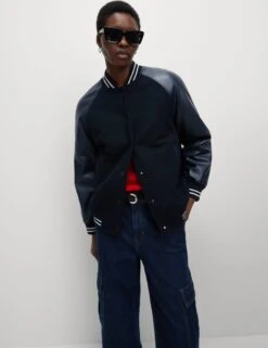 Faux Leather Relaxed College Bomber Jacket 17 Faux Leather Relaxed College Bomber Jacket -Marksandspencer Sale Store Faux Leather Relaxed College Bomber Jacket 2