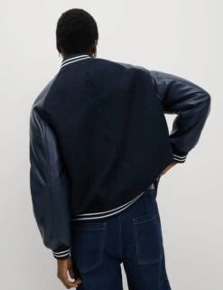 Faux Leather Relaxed College Bomber Jacket 19 Faux Leather Relaxed College Bomber Jacket -Marksandspencer Sale Store Faux Leather Relaxed College Bomber Jacket 4