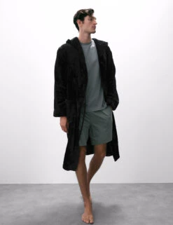 Fleece Supersoft Hooded Dressing Gown -Marksandspencer Sale Store Fleece Supersoft Hooded Dressing Gown 2