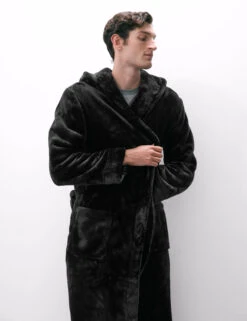 Fleece Supersoft Hooded Dressing Gown -Marksandspencer Sale Store Fleece Supersoft Hooded Dressing Gown 3