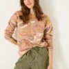 Floral Crew Neck Jumper With Wool