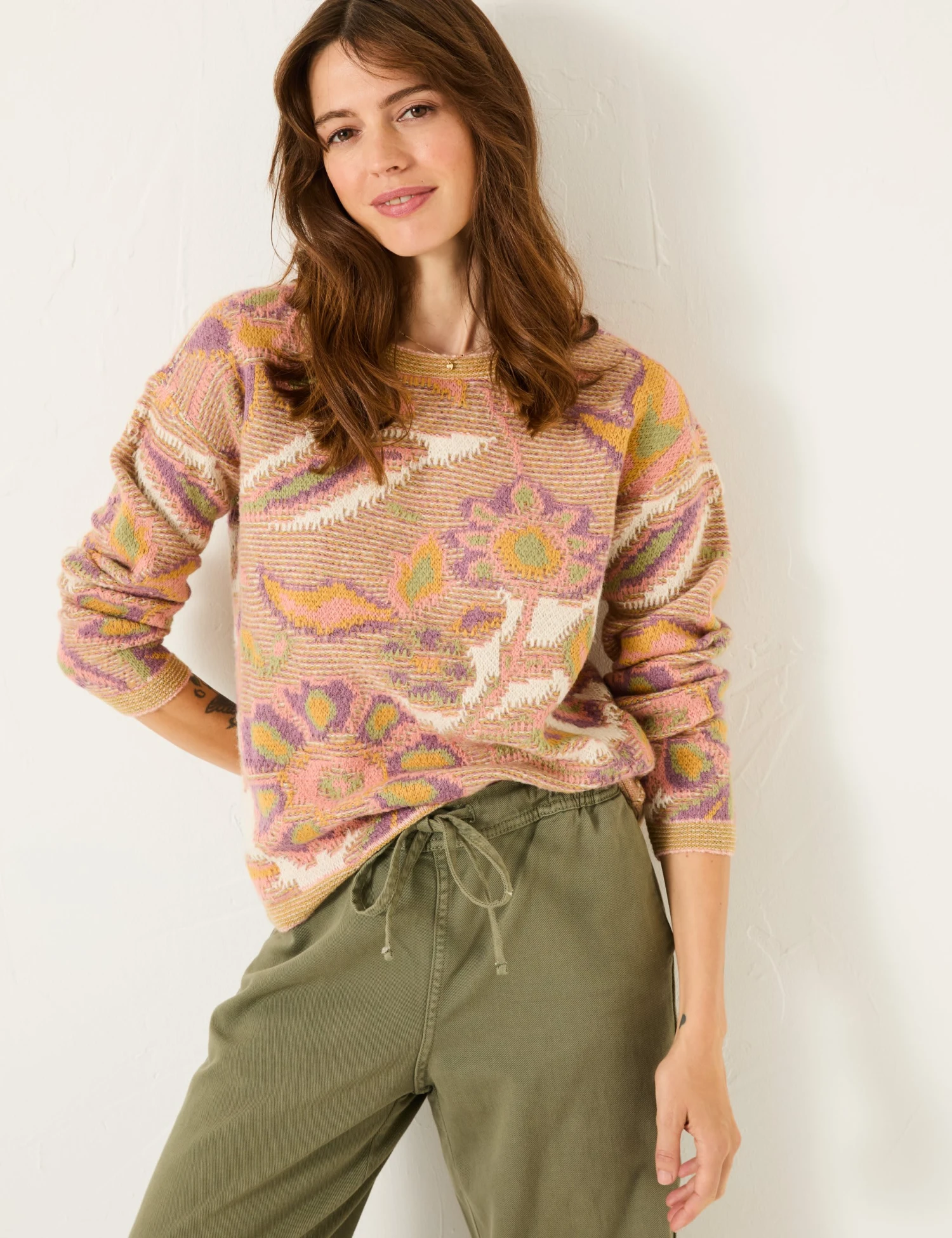 Floral Crew Neck Jumper With Wool 1 Floral Crew Neck Jumper With Wool