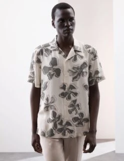 Floral Cuban Collar Shirt -Marksandspencer Sale Store Floral Cuban Collar Shirt 2