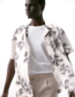 Floral Cuban Collar Shirt -Marksandspencer Sale Store Floral Cuban Collar Shirt 4