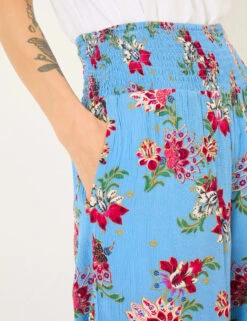 Floral Elasticated Waist Palazzo Trousers -Marksandspencer Sale Store Floral Elasticated Waist Palazzo Trousers 4