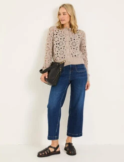 Floral Open Knit Crew Neck Cardigan -Marksandspencer Sale Store Floral Open Knit Crew Neck Cardigan 2