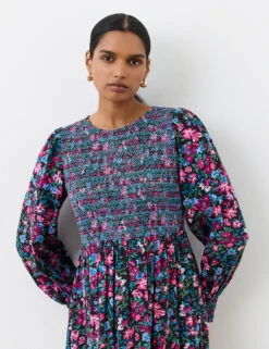 Floral Shired Midi Smock Dress -Marksandspencer Sale Store Floral Shired Midi Smock Dress 3