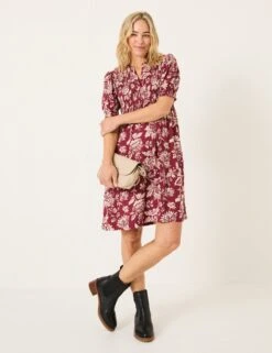 Floral V-Neck Knee Length Swing Dress