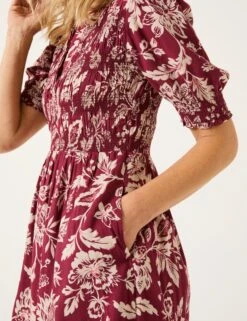 Floral V-Neck Knee Length Swing Dress -Marksandspencer Sale Store Floral V Neck Knee Length Swing Dress 3