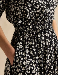 Joules Floral V-Neck Midi Waisted Dress -Marksandspencer Sale Store Floral V Neck Midi Waisted Dress 5