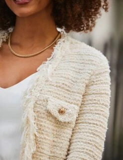 Fringe Trim Boucle Cardigan 13 Fringe Trim Boucle Cardigan -Marksandspencer Sale Store Fringe Trim Boucle Cardigan 3