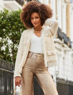 Fringe Trim Boucle Cardigan 14 Fringe Trim Boucle Cardigan -Marksandspencer Sale Store Fringe Trim Boucle Cardigan 4